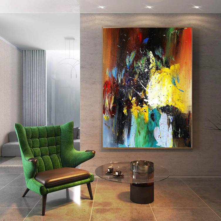 Brown Knife Abstract Canvas Artwork 2TAVK wall art